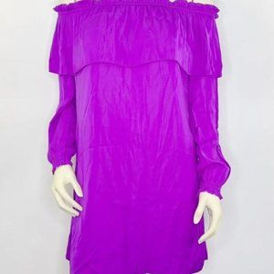 XL Lilly Pulitzer Dee Dee Off the Shoulder Dress Paradise Purple Long Sleeve
